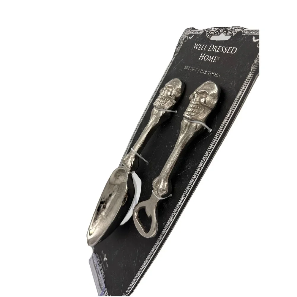 Well Dressed Home Set Of 2 Bar Tools Bottle Opener and Ice Scoop Halloween Goth